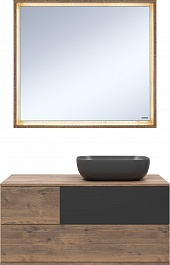 Misty Мебель для ванной Коломбо 100 R подвесная дуб галифакс/антрацит – фотография-1